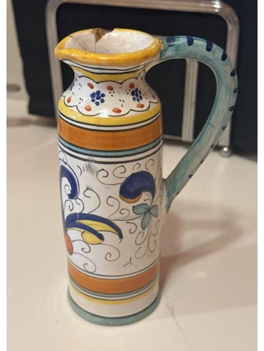 Vintage Cottura Italian Handpainted Ceramic Salt & Pepper Shakers Mini Pitcher